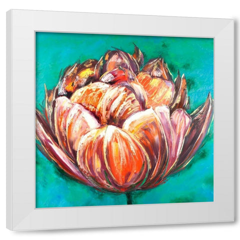 Abstract Double Tulips Flower White Modern Wood Framed Art Print by Atelier B Art Studio