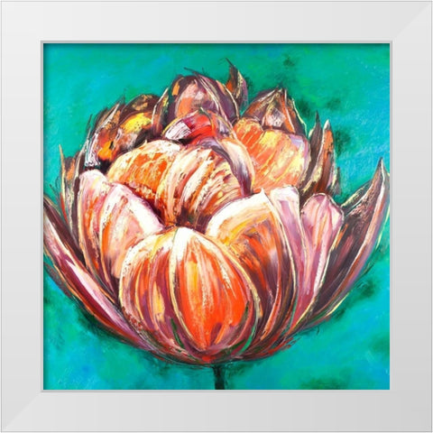 Abstract Double Tulips Flower White Modern Wood Framed Art Print by Atelier B Art Studio