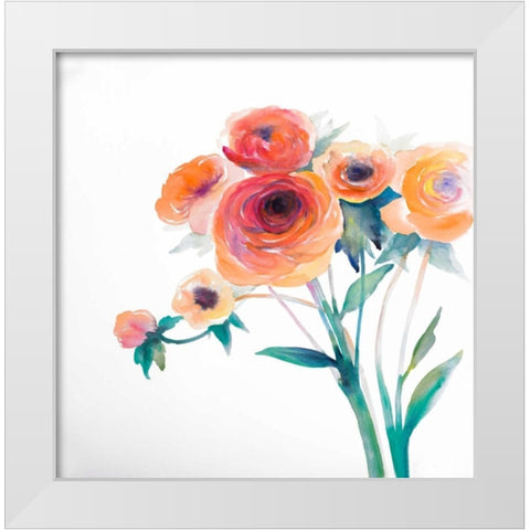 Watercolor Flowers White Modern Wood Framed Art Print by Atelier B Art Studio