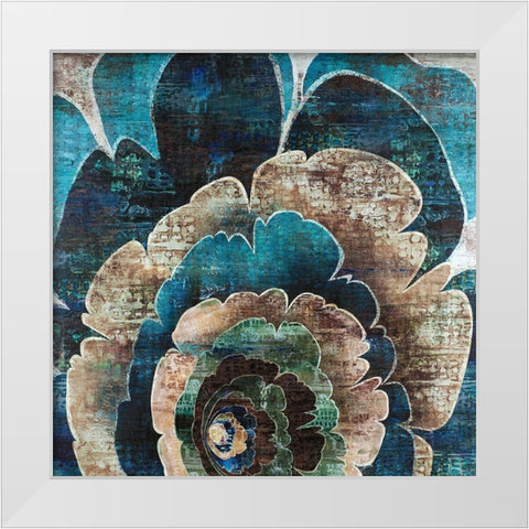 BLUE FLOWER MONTAGE White Modern Wood Framed Art Print by Atelier B Art Studio