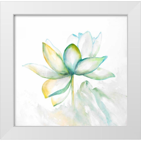 Abstract Lotus Flower White Modern Wood Framed Art Print by Atelier B Art Studio