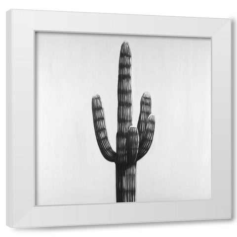 Large Cactus White Modern Wood Framed Art Print by Atelier B Art Studio