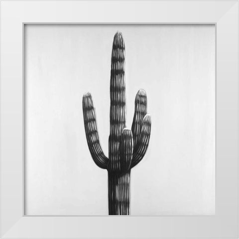 Large Cactus White Modern Wood Framed Art Print by Atelier B Art Studio
