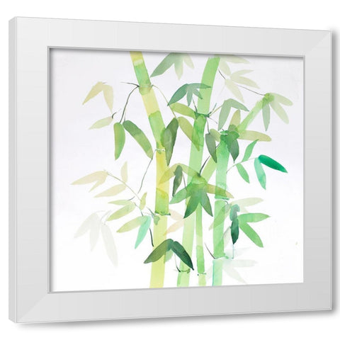 WATERCOLOR BAMBOO WITH LEAVES White Modern Wood Framed Art Print by Atelier B Art Studio