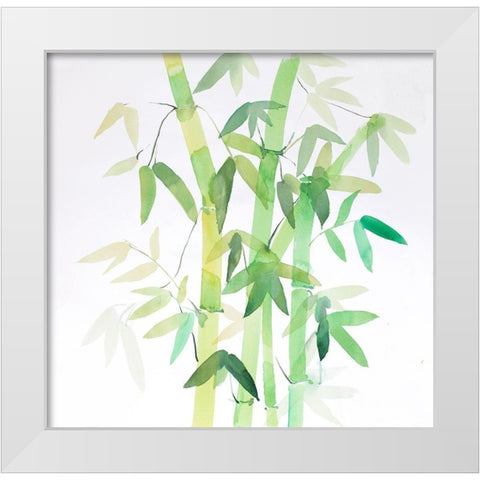 WATERCOLOR BAMBOO WITH LEAVES White Modern Wood Framed Art Print by Atelier B Art Studio