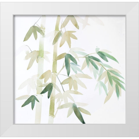WATERCOLOR BAMBOO LEAVES AND BRANCHES White Modern Wood Framed Art Print by Atelier B Art Studio