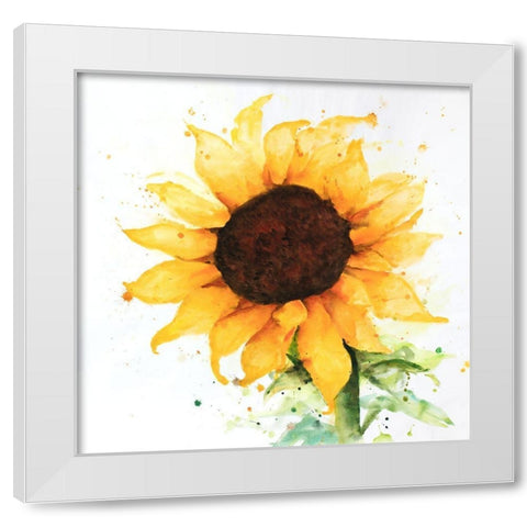 SUNFLOWER White Modern Wood Framed Art Print by Atelier B Art Studio