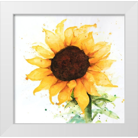 SUNFLOWER White Modern Wood Framed Art Print by Atelier B Art Studio