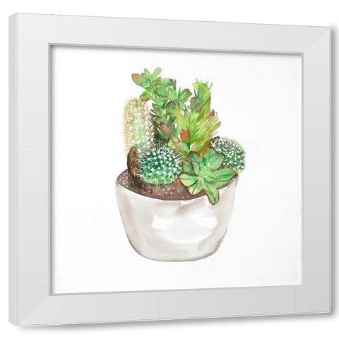 CACTUS ASSORTMENT IN A POT White Modern Wood Framed Art Print by Atelier B Art Studio