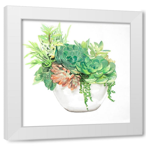 SUCCULENT ASSORTMENT IN A POT White Modern Wood Framed Art Print by Atelier B Art Studio