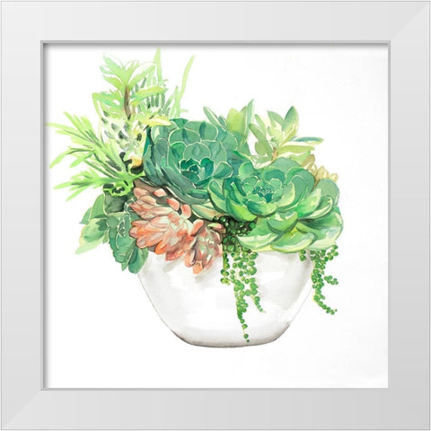 SUCCULENT ASSORTMENT IN A POT White Modern Wood Framed Art Print by Atelier B Art Studio
