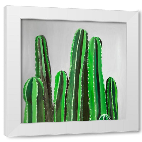 CACTUS CANDLES White Modern Wood Framed Art Print by Atelier B Art Studio