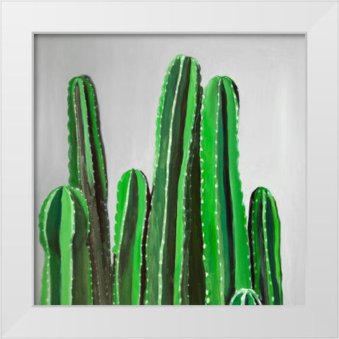 CACTUS CANDLES White Modern Wood Framed Art Print by Atelier B Art Studio