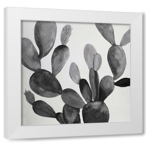 GRAYSCALE CACTUS White Modern Wood Framed Art Print by Atelier B Art Studio