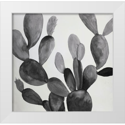 GRAYSCALE CACTUS White Modern Wood Framed Art Print by Atelier B Art Studio