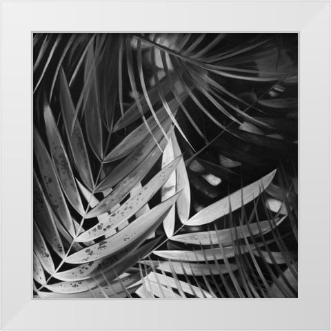 MONOCHROME TROPICALS LEAVES White Modern Wood Framed Art Print by Atelier B Art Studio