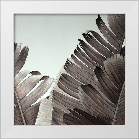 GRAYSCALE TROPICAL LEAVES White Modern Wood Framed Art Print by Atelier B Art Studio