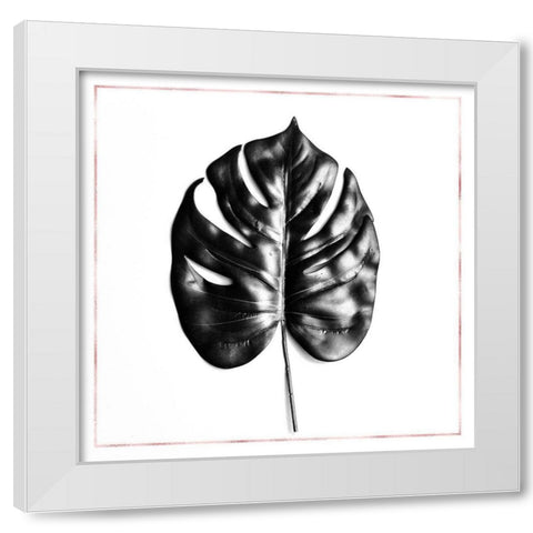 SPLIT LEAF PHILODENDRON WITH ROSE LINE White Modern Wood Framed Art Print by Atelier B Art Studio