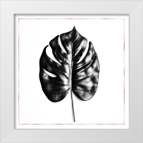 SPLIT LEAF PHILODENDRON WITH ROSE LINE White Modern Wood Framed Art Print by Atelier B Art Studio