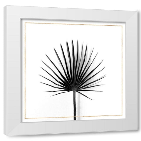CABBAGE PALM LEAF WITH GOLD LINES White Modern Wood Framed Art Print by Atelier B Art Studio