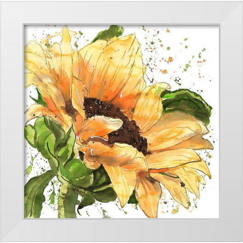 SUNFLOWER IN BLOOM White Modern Wood Framed Art Print by Atelier B Art Studio