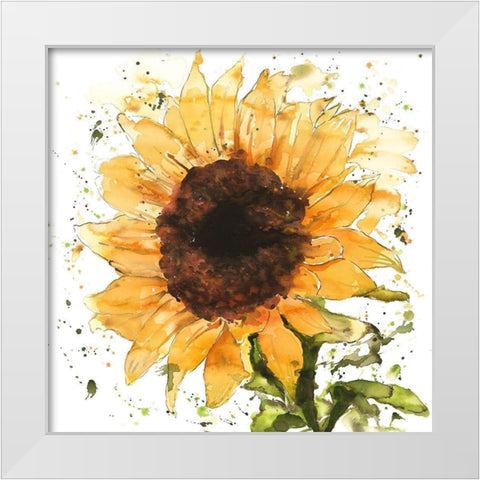 BIG SUNFLOWER White Modern Wood Framed Art Print by Atelier B Art Studio