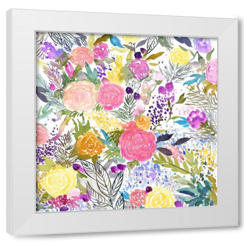 BUNDLE OF FLOWERS White Modern Wood Framed Art Print by Atelier B Art Studio