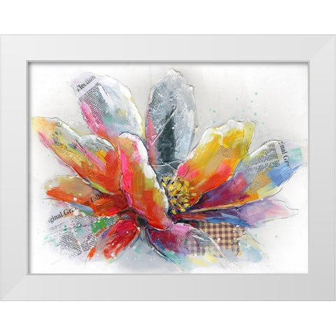 ABSTRACT FLOWER WITH TEXTURE White Modern Wood Framed Art Print by Atelier B Art Studio