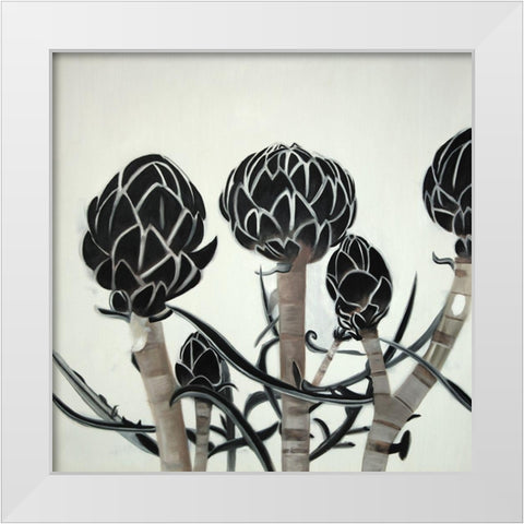 ARTICHOKE White Modern Wood Framed Art Print by Atelier B Art Studio