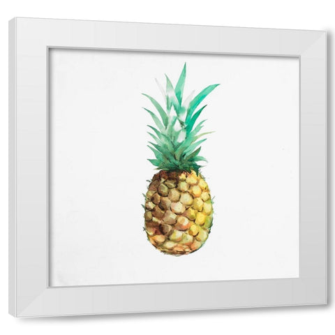 Watercolor Pineapple White Modern Wood Framed Art Print by Atelier B Art Studio