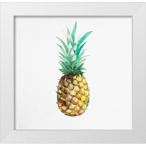 Watercolor Pineapple White Modern Wood Framed Art Print by Atelier B Art Studio