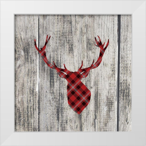 WOOD AND DEER White Modern Wood Framed Art Print by Atelier B Art Studio