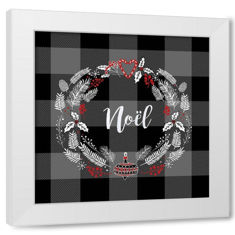 CHRISTMAS WREATH White Modern Wood Framed Art Print by Atelier B Art Studio