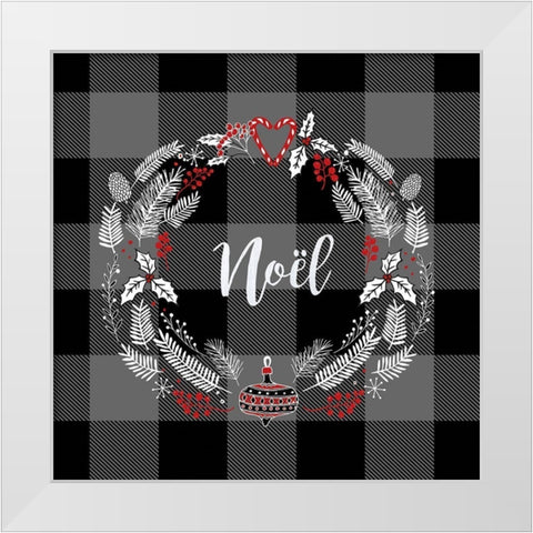 CHRISTMAS WREATH White Modern Wood Framed Art Print by Atelier B Art Studio