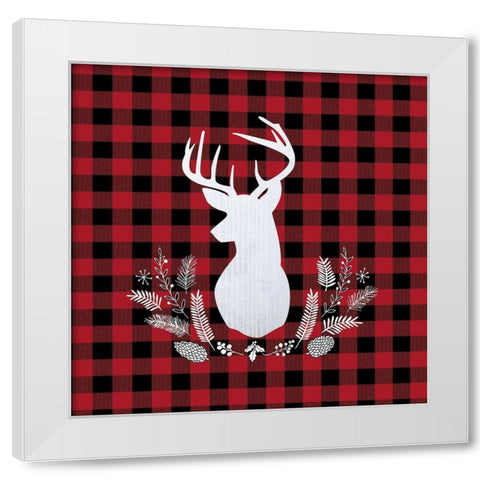 DEER PLAID White Modern Wood Framed Art Print by Atelier B Art Studio
