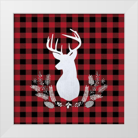 DEER PLAID White Modern Wood Framed Art Print by Atelier B Art Studio