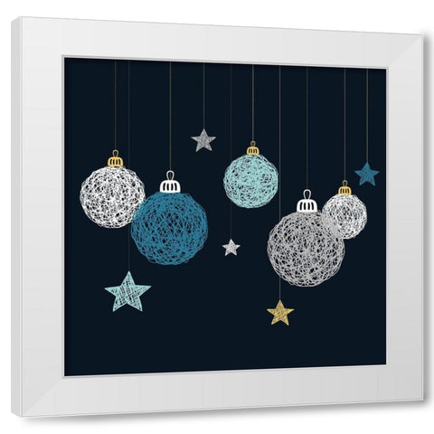 CHRISTMAS BALL VECTOR White Modern Wood Framed Art Print by Atelier B Art Studio