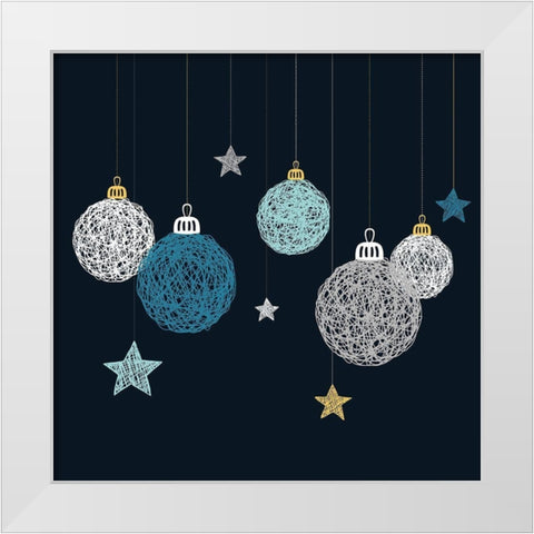CHRISTMAS BALL VECTOR White Modern Wood Framed Art Print by Atelier B Art Studio