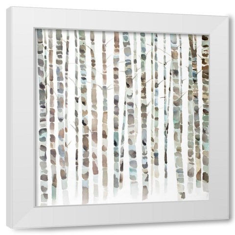 WATERCOLOR BIRCH TREE FOREST White Modern Wood Framed Art Print by Atelier B Art Studio