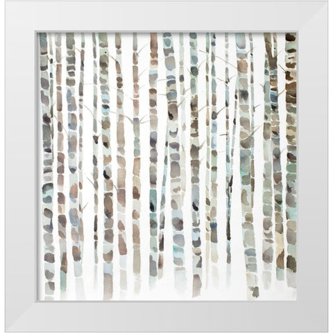 WATERCOLOR BIRCH TREE FOREST White Modern Wood Framed Art Print by Atelier B Art Studio