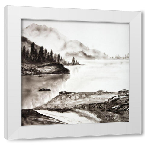 PEACEFUL LANDSCAPE White Modern Wood Framed Art Print by Atelier B Art Studio