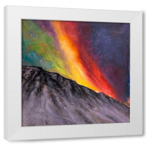 Aurora Borealis in the Mountain White Modern Wood Framed Art Print by Atelier B Art Studio