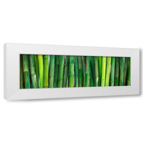 Green Bamboo White Modern Wood Framed Art Print by Atelier B Art Studio