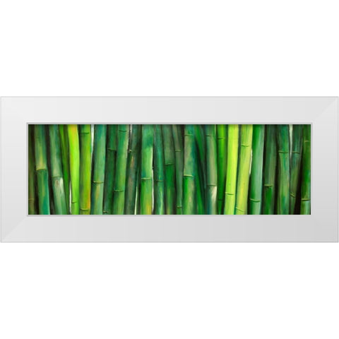 Green Bamboo White Modern Wood Framed Art Print by Atelier B Art Studio