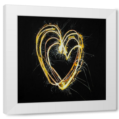 FIREWORKS HEART White Modern Wood Framed Art Print by Atelier B Art Studio