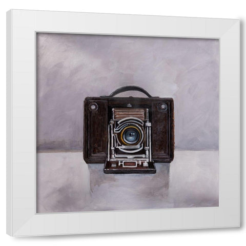 OLD CAMERA White Modern Wood Framed Art Print by Atelier B Art Studio