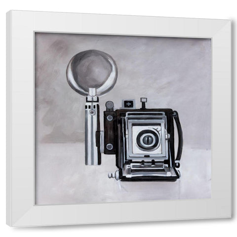 ANTIQUE CAMERA White Modern Wood Framed Art Print by Atelier B Art Studio