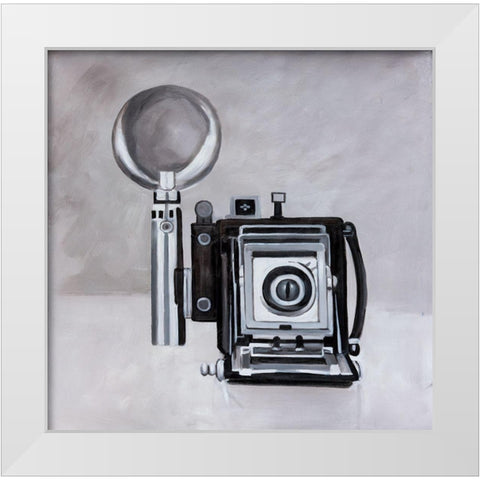 ANTIQUE CAMERA White Modern Wood Framed Art Print by Atelier B Art Studio