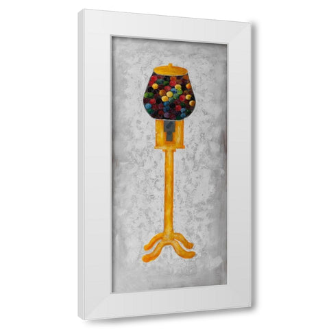 YELLOW GUM DISPENSER White Modern Wood Framed Art Print by Atelier B Art Studio