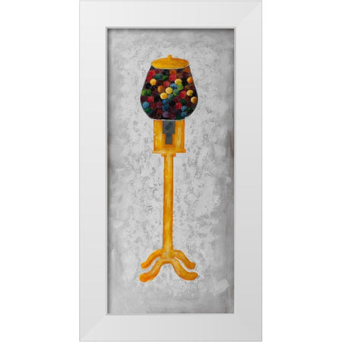 YELLOW GUM DISPENSER White Modern Wood Framed Art Print by Atelier B Art Studio